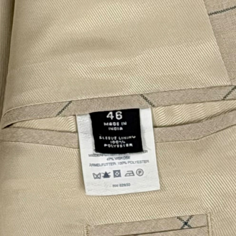 Lands End Sport Coat Blazer Tan Window Pane 100% Linen Country Club - Picture 3 of 15